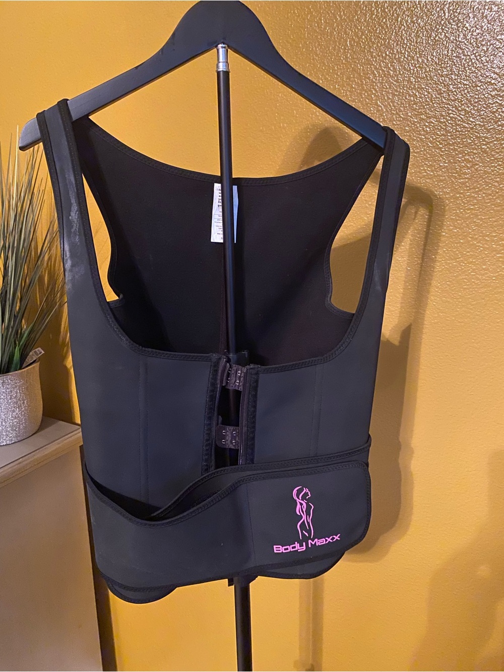 Body Maxx Black Waist Trainer Vest with Pink Logo